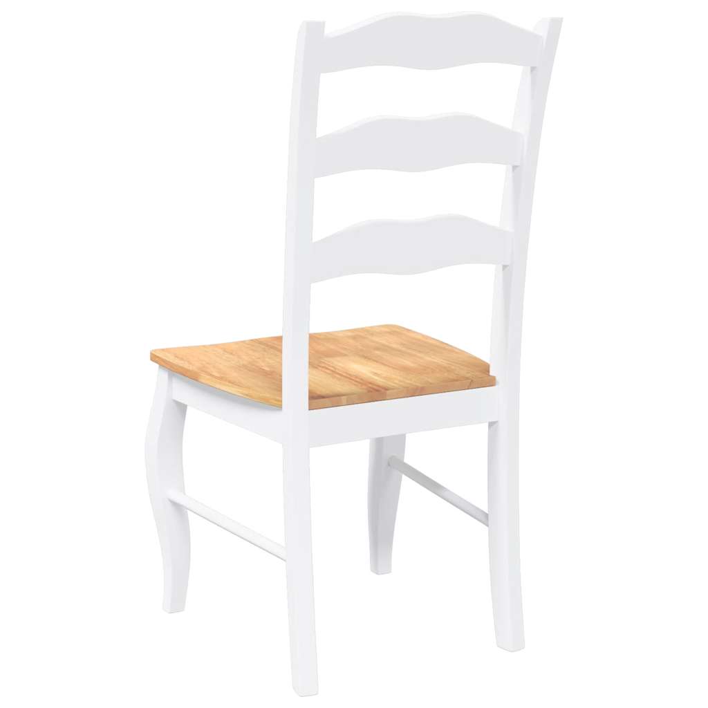 Eetkamerstoelen 2 stuks Wit Massief Hout Rubber is nu te koop bij PeponiXL, paradijselijk wonen!