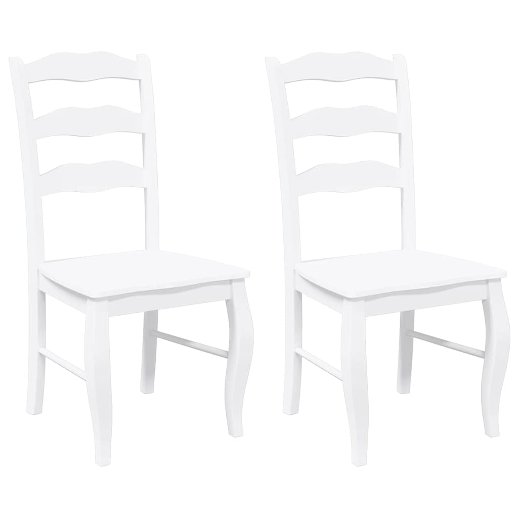 Eetkamerstoelen 2 stuks Wit Massief Hout Rubber is nu te koop bij PeponiXL, paradijselijk wonen!