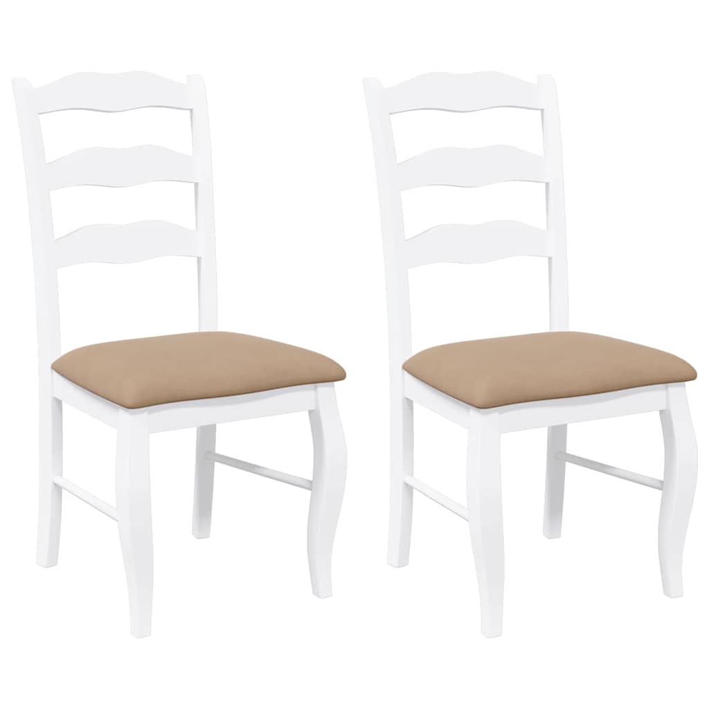 Eetkamerstoelen met kussens 2 stuks wit massief hout rubber is nu te koop bij PeponiXL, paradijselijk wonen!