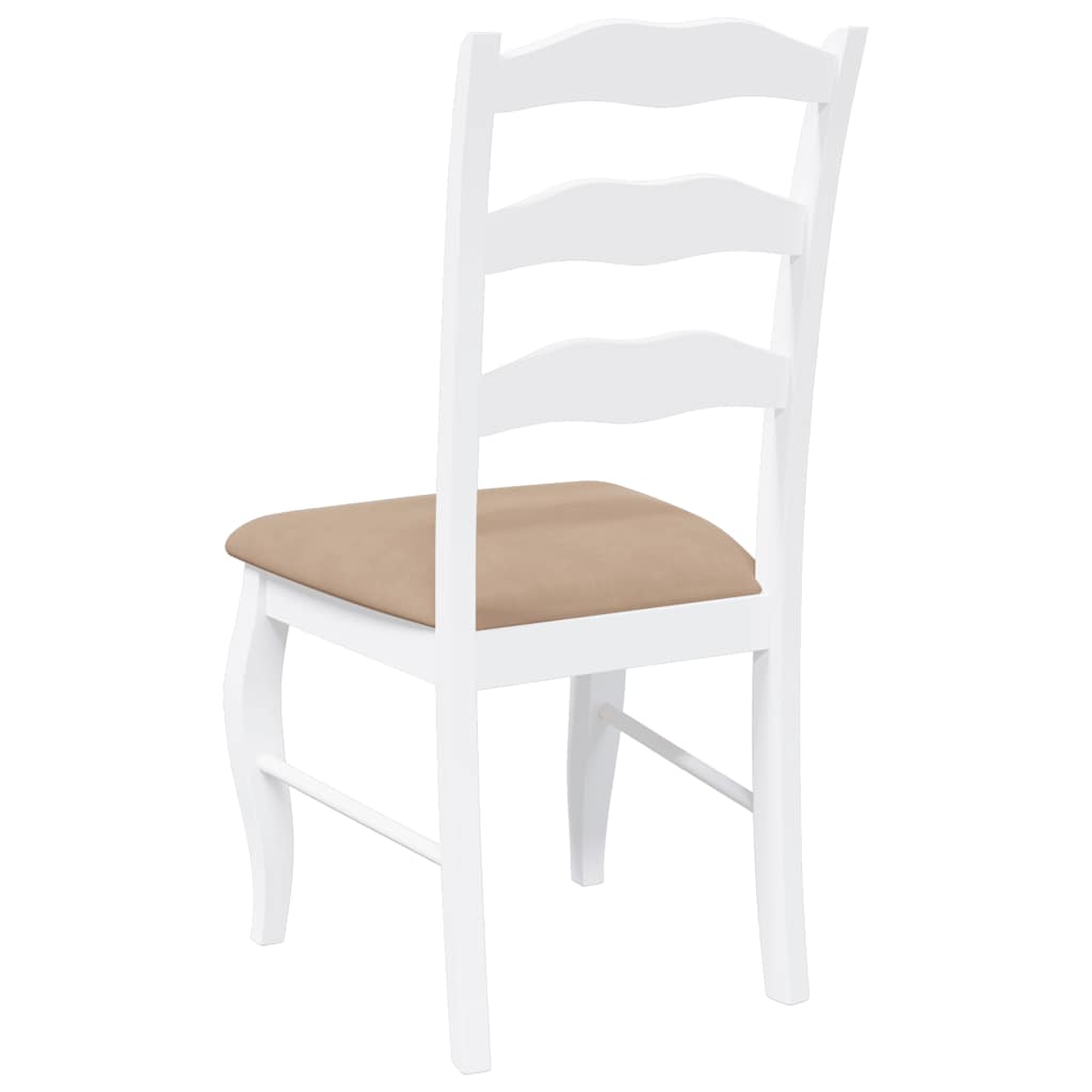 Eetkamerstoelen met kussens 2 stuks wit massief hout rubber is nu te koop bij PeponiXL, paradijselijk wonen!