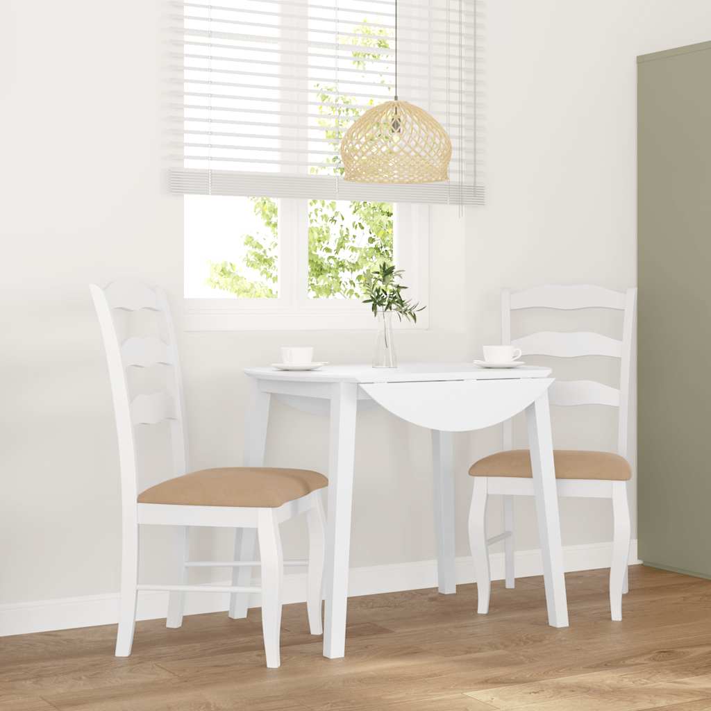 Eetkamerstoelen met kussens 2 stuks wit massief hout rubber is nu te koop bij PeponiXL, paradijselijk wonen!