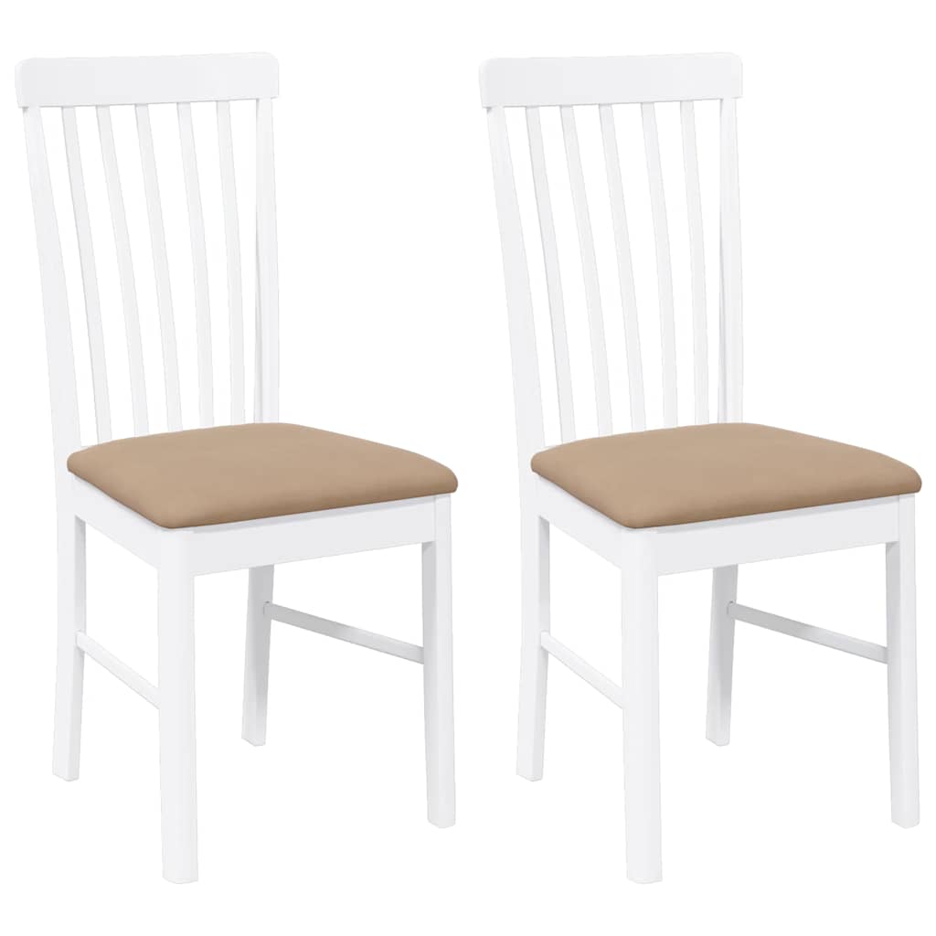 Eetkamerstoelen met kussens 2 st massief hout rubber wit is nu te koop bij PeponiXL, paradijselijk wonen!