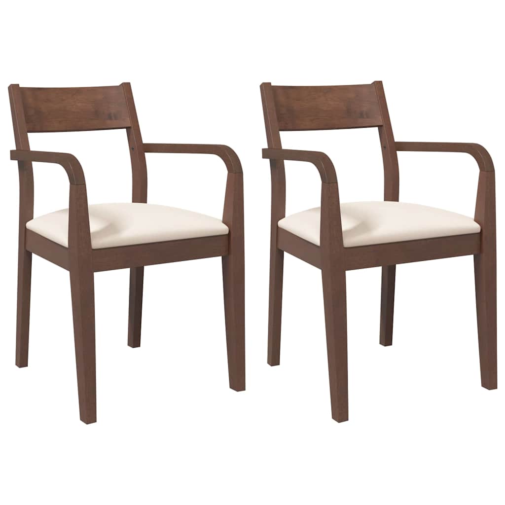 Eetkamerstoelen met kussens 2 st massief hout rubber bruin is nu te koop bij PeponiXL, paradijselijk wonen!