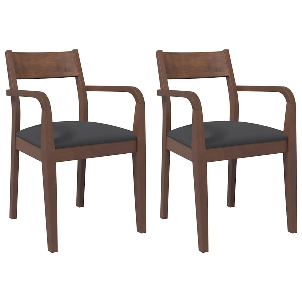 Eetkamerstoelen met kussens 2 st massief hout rubber bruin is nu te koop bij PeponiXL, paradijselijk wonen!