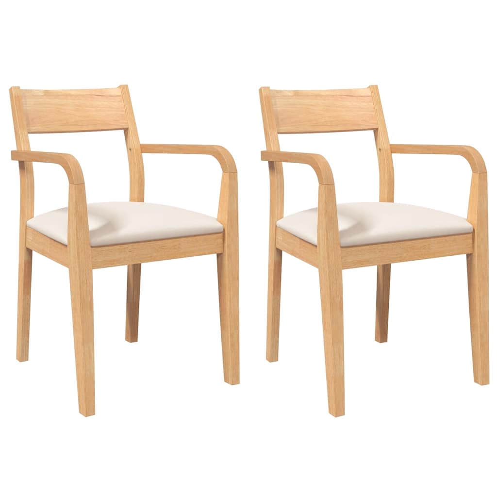 Eetkamerstoelen met kussens 2 st massief hout naturel rubber is nu te koop bij PeponiXL, paradijselijk wonen!