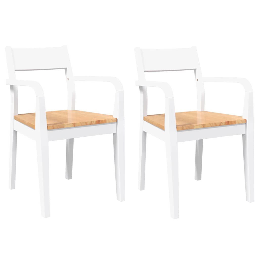 Eetkamerstoelen 2 st massief hout rubber wit is nu te koop bij PeponiXL, paradijselijk wonen!