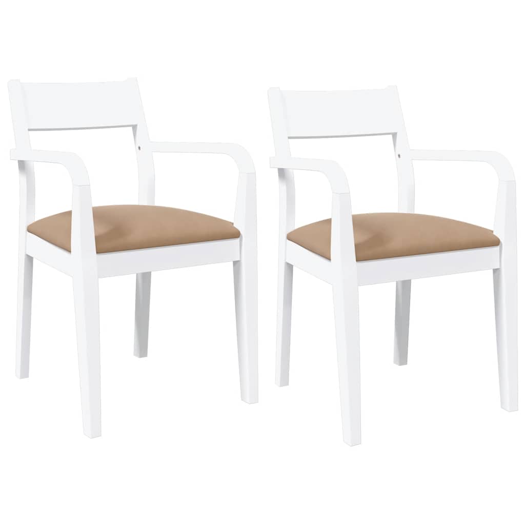 Eetkamerstoelen met kussens 2 st massief hout rubber wit is nu te koop bij PeponiXL, paradijselijk wonen!