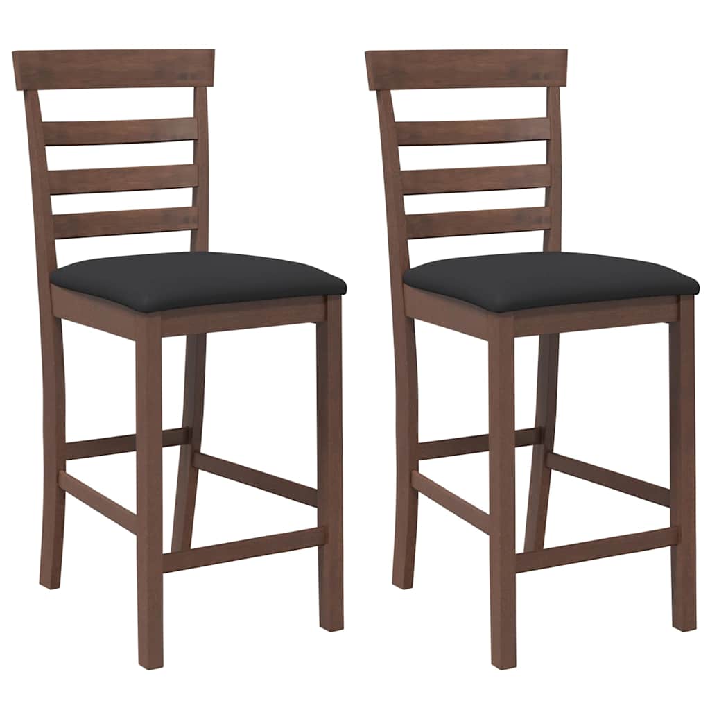 Barkrukken met kussens 2 st massief hout rubber bruin is nu te koop bij PeponiXL, paradijselijk wonen!