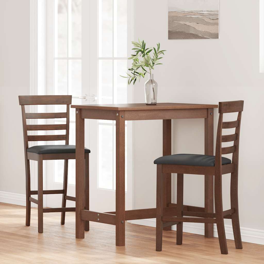 Barkrukken met kussens 2 st massief hout rubber bruin is nu te koop bij PeponiXL, paradijselijk wonen!