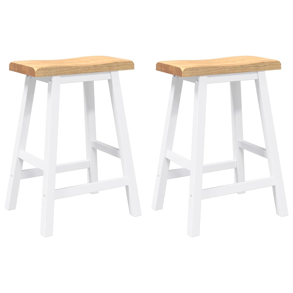 Barkrukken 2 stuks Wit Massief Hout Rubber is nu te koop bij PeponiXL, paradijselijk wonen!