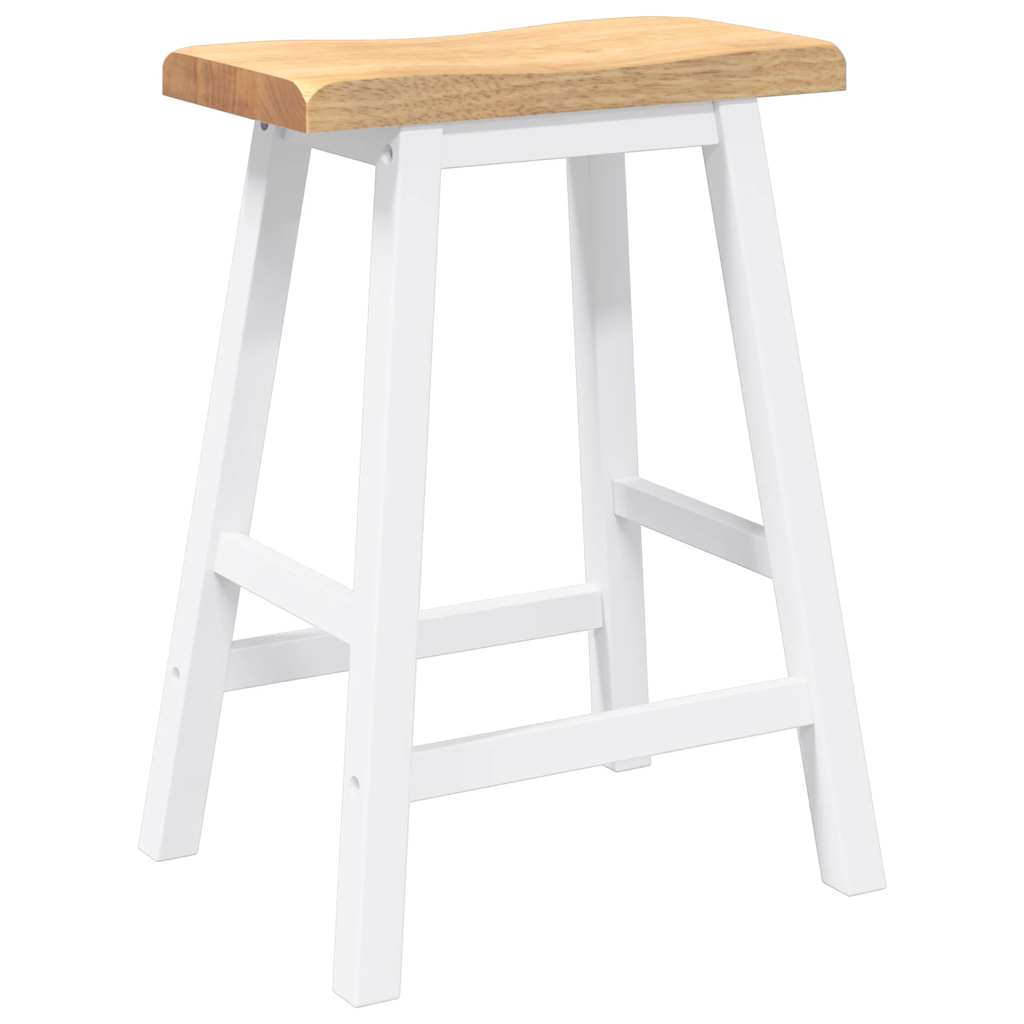 Barkrukken 2 stuks Wit Massief Hout Rubber is nu te koop bij PeponiXL, paradijselijk wonen!