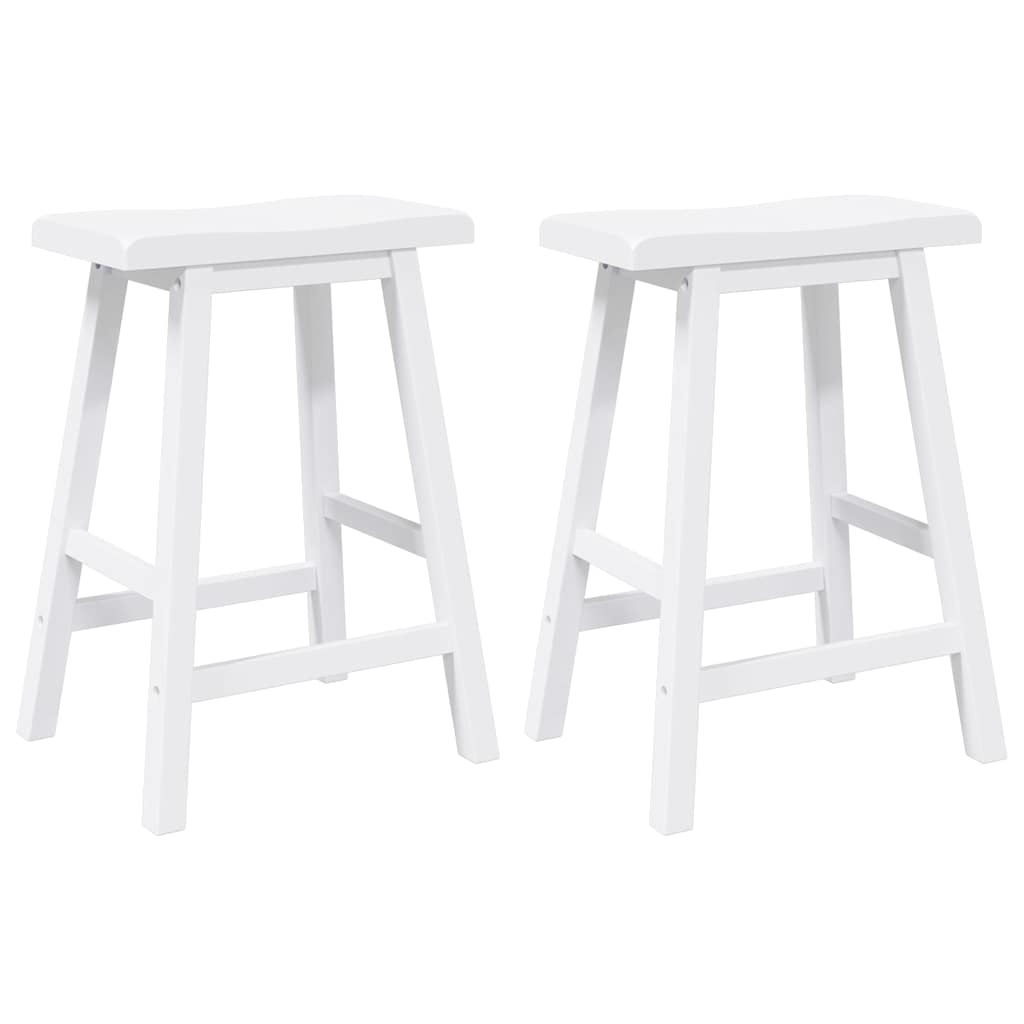 Barkrukken 2 stuks Wit Massief Hout Rubber is nu te koop bij PeponiXL, paradijselijk wonen!