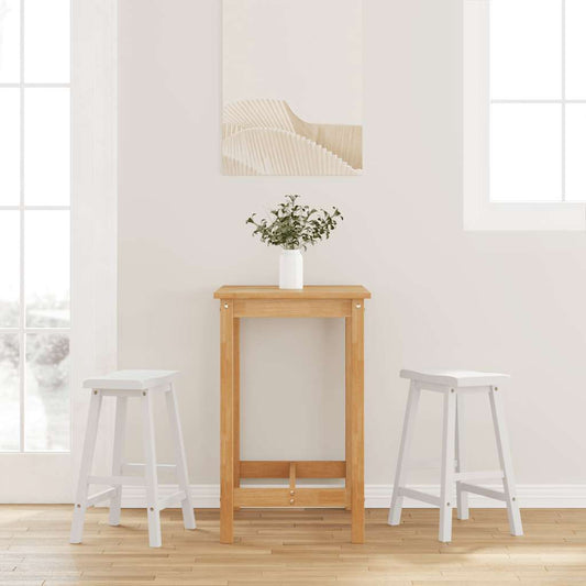 Barkrukken 2 stuks Wit Massief Hout Rubber is nu te koop bij PeponiXL, paradijselijk wonen!