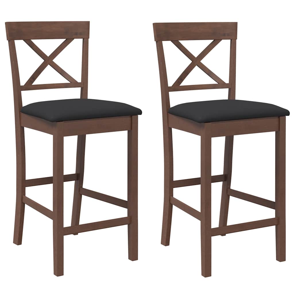 Barkrukken met kussens 2 stuks Bruin massief hout rubber is nu te koop bij PeponiXL, paradijselijk wonen!