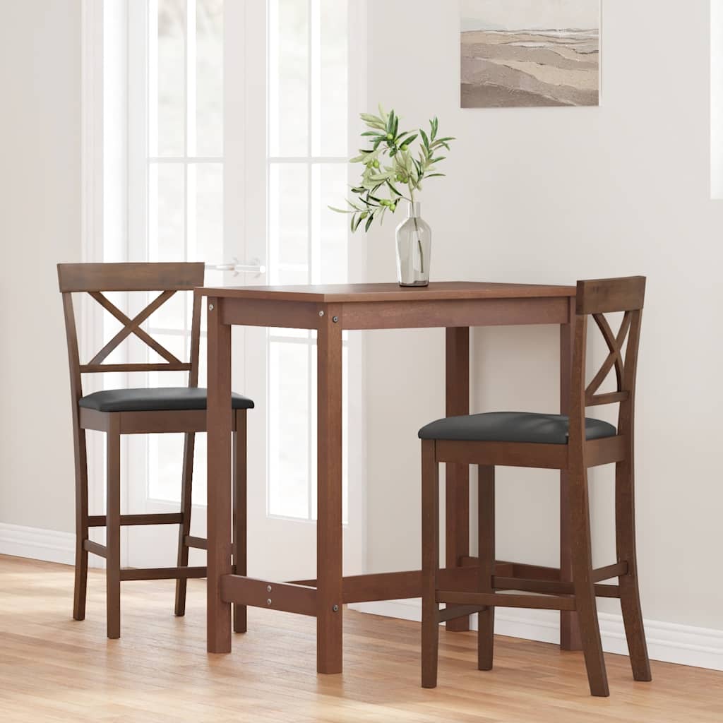 Barkrukken met kussens 2 stuks Bruin massief hout rubber is nu te koop bij PeponiXL, paradijselijk wonen!