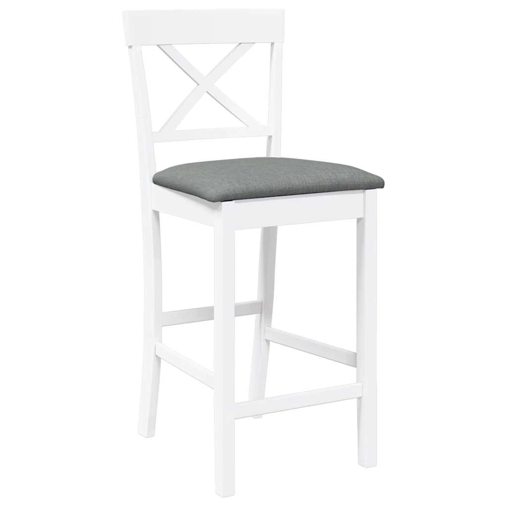 Barkrukken met kussens 2 stuks wit massief hout rubber is nu te koop bij PeponiXL, paradijselijk wonen!