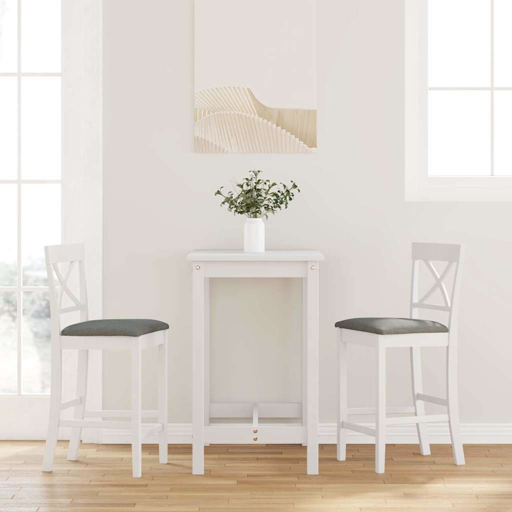 Barkrukken met kussens 2 stuks wit massief hout rubber is nu te koop bij PeponiXL, paradijselijk wonen!