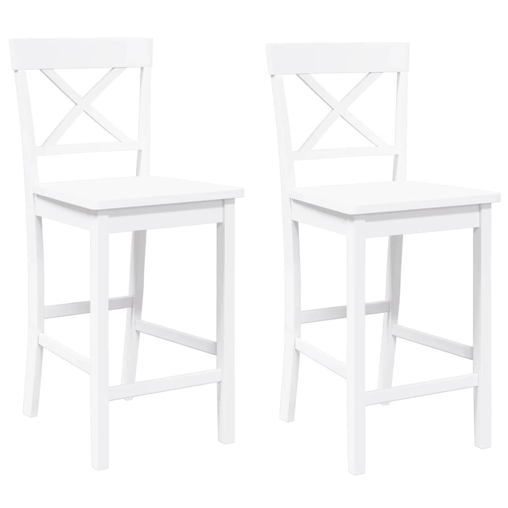 Barkrukken 2 stuks Wit Massief Hout Rubber is nu te koop bij PeponiXL, paradijselijk wonen!