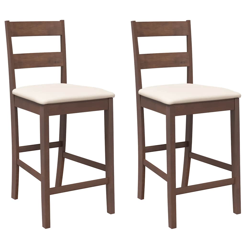 Barkrukken met kussens 2 st massief hout rubber bruin is nu te koop bij PeponiXL, paradijselijk wonen!