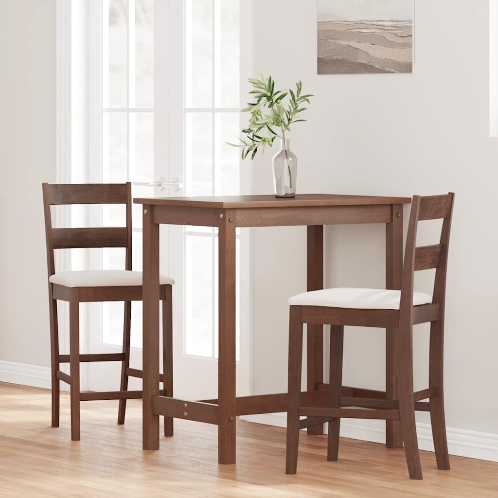 Barkrukken met kussens 2 st massief hout rubber bruin is nu te koop bij PeponiXL, paradijselijk wonen!