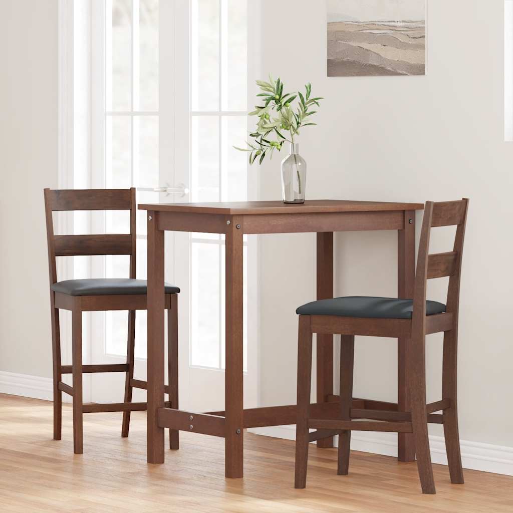 Barkrukken met kussens 2 st massief hout rubber bruin is nu te koop bij PeponiXL, paradijselijk wonen!