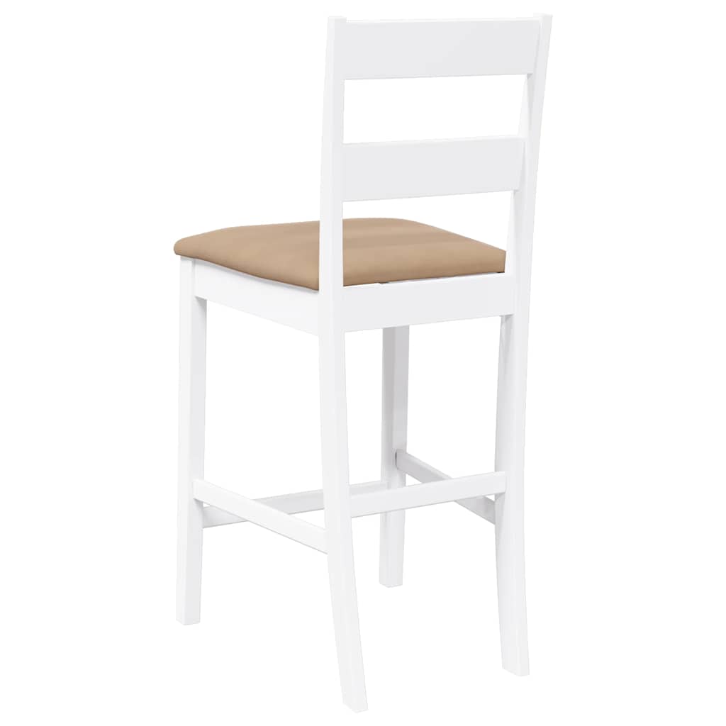 Barkrukken met kussens 2 st massief hout rubber wit