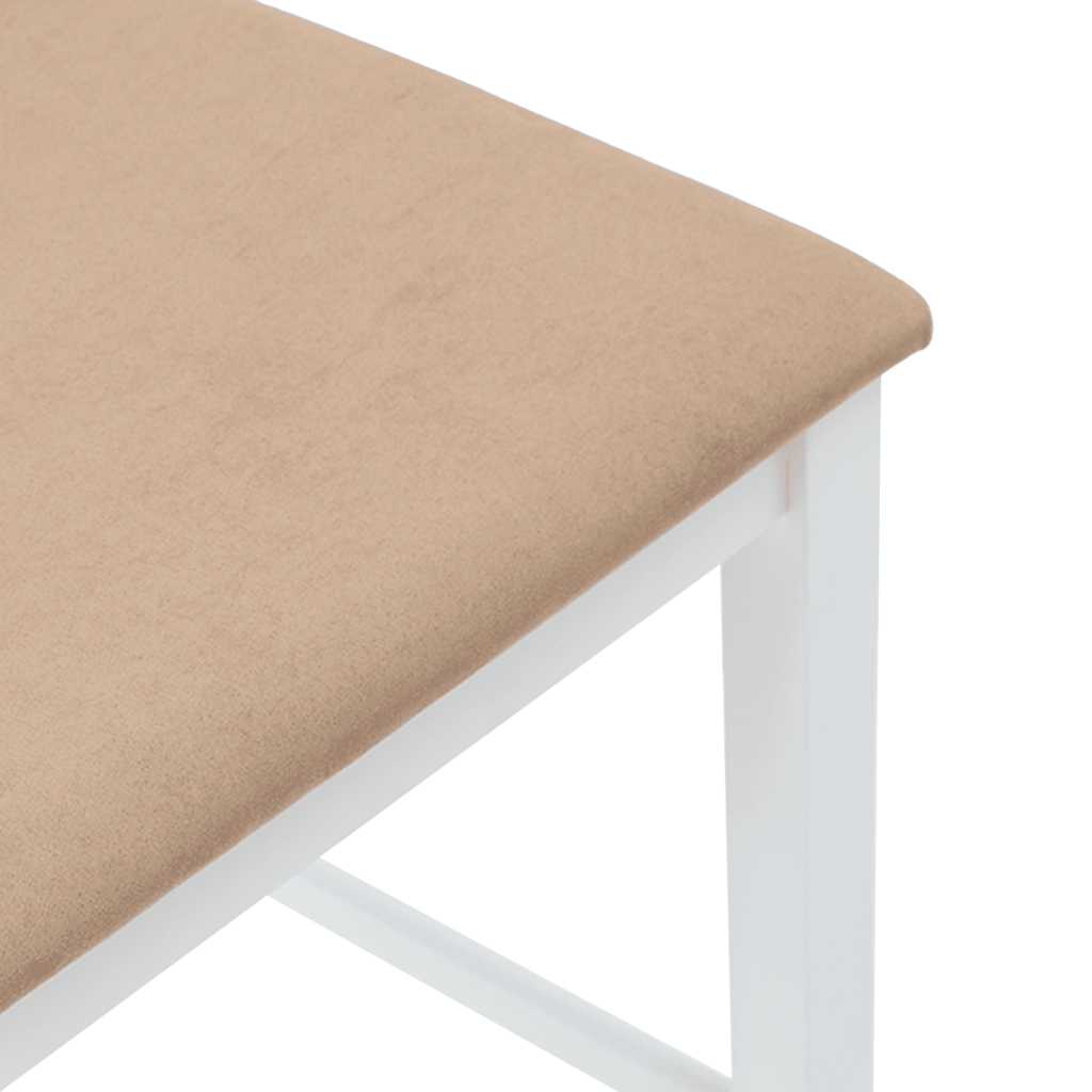 Barkrukken met kussens 2 st massief hout rubber wit