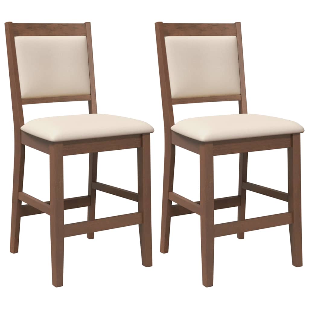 Barkrukken met kussens 2 stuks Bruin massief hout rubber is nu te koop bij PeponiXL, paradijselijk wonen!