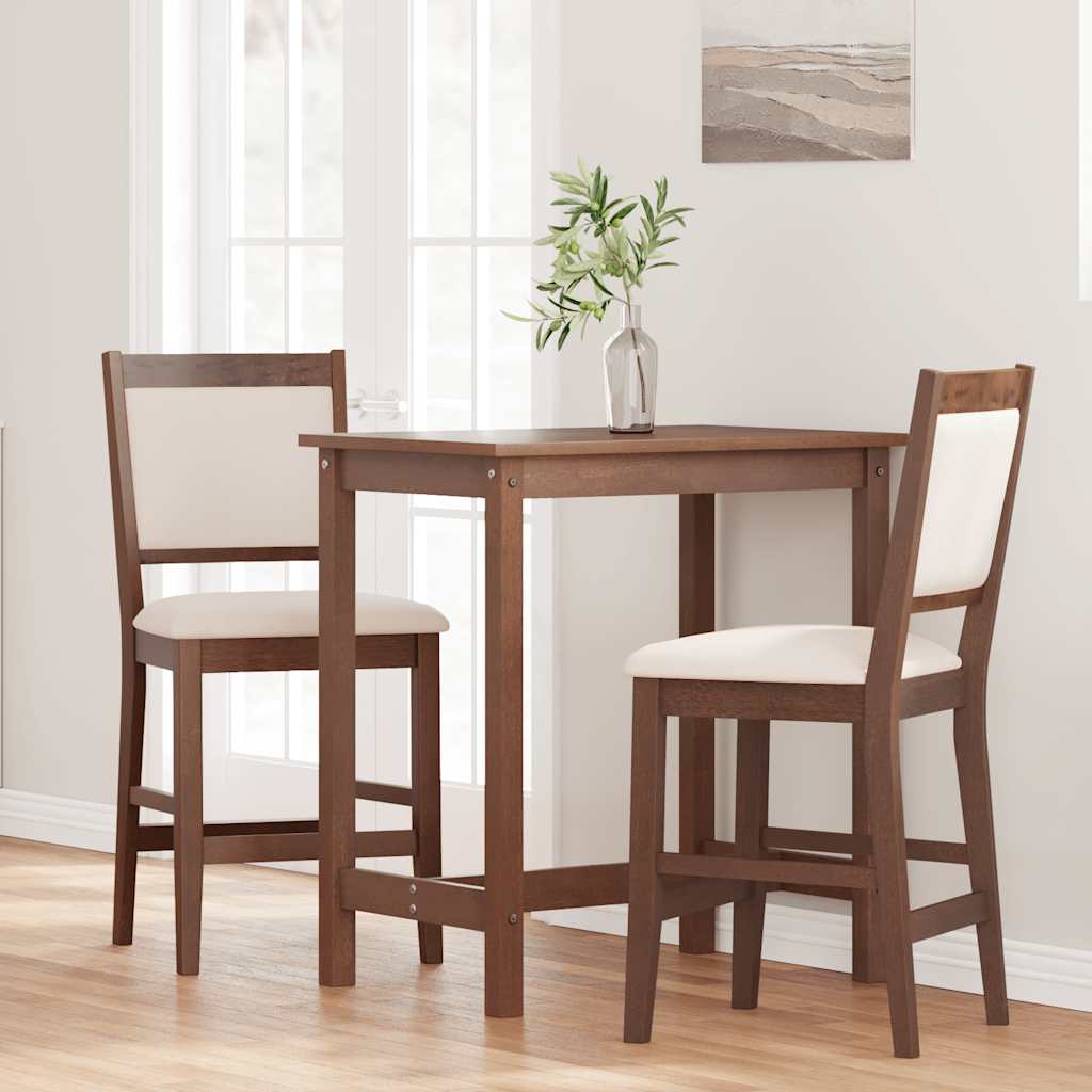Barkrukken met kussens 2 stuks Bruin massief hout rubber is nu te koop bij PeponiXL, paradijselijk wonen!