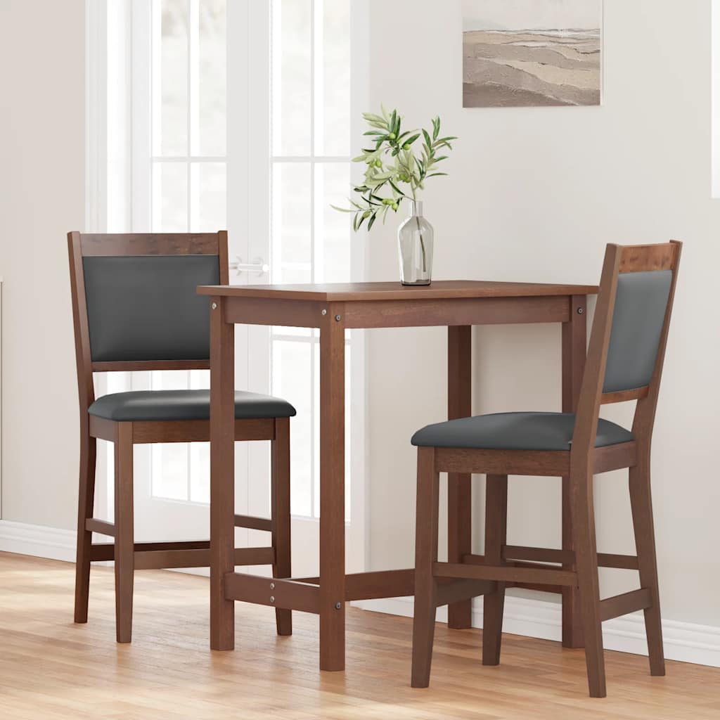 Barkrukken met kussens 2 stuks Bruin massief hout rubber is nu te koop bij PeponiXL, paradijselijk wonen!