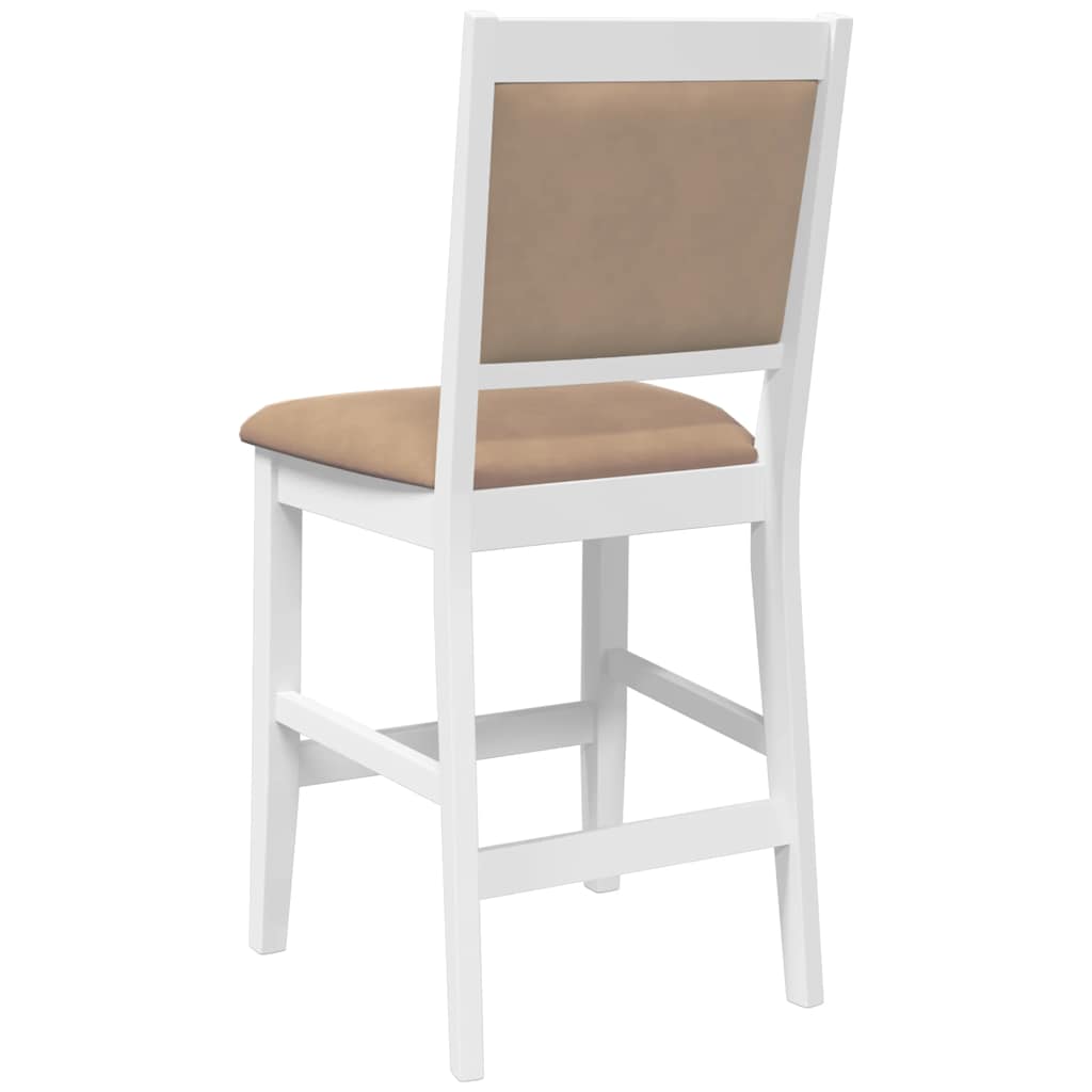 Barkrukken met kussens 2 stuks wit massief hout rubber is nu te koop bij PeponiXL, paradijselijk wonen!