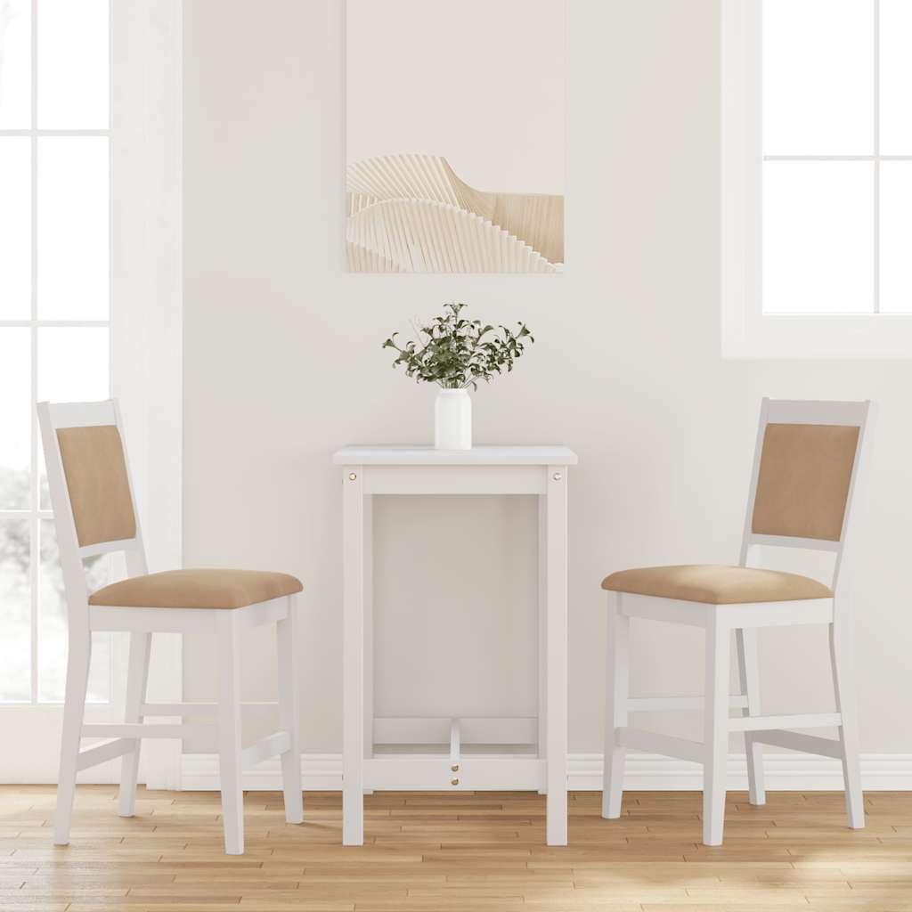 Barkrukken met kussens 2 stuks wit massief hout rubber is nu te koop bij PeponiXL, paradijselijk wonen!