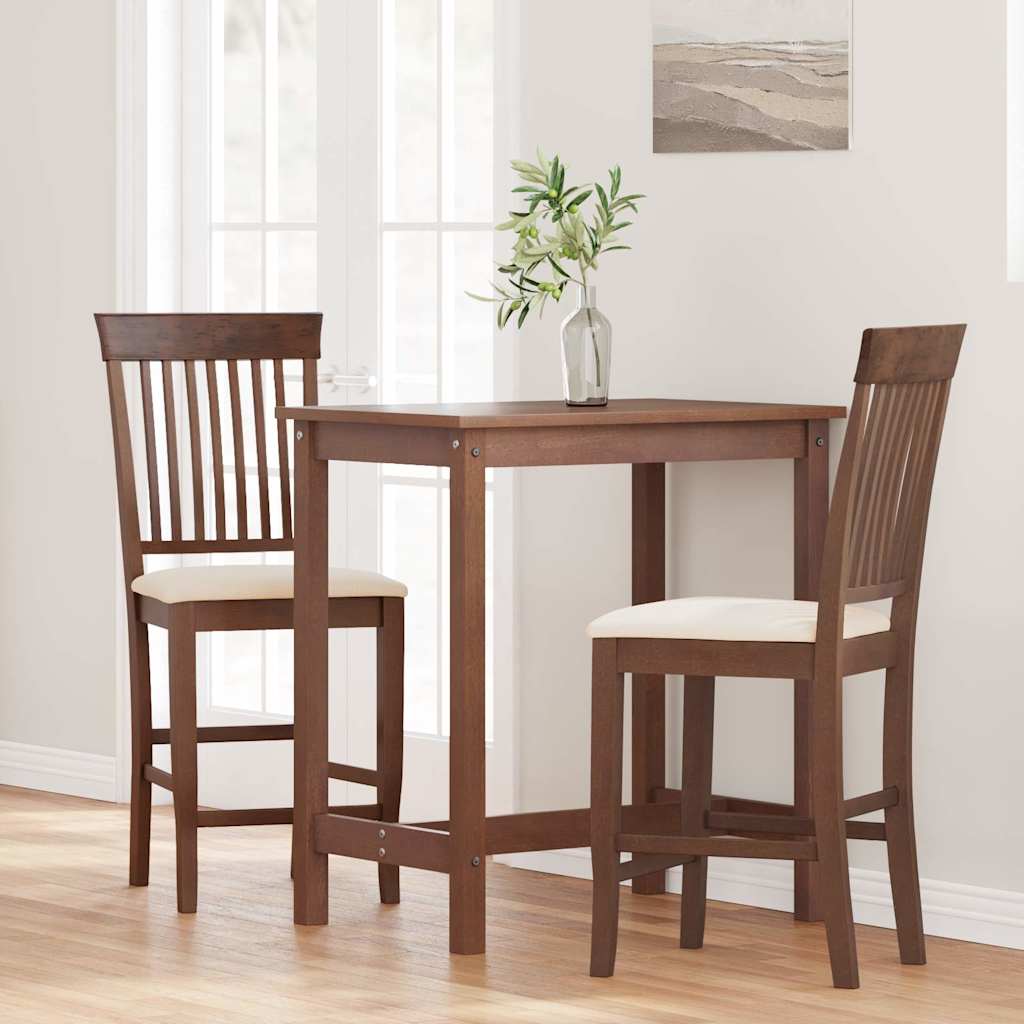 Barkrukken met kussens 2 stuks Bruin massief hout rubber is nu te koop bij PeponiXL, paradijselijk wonen!