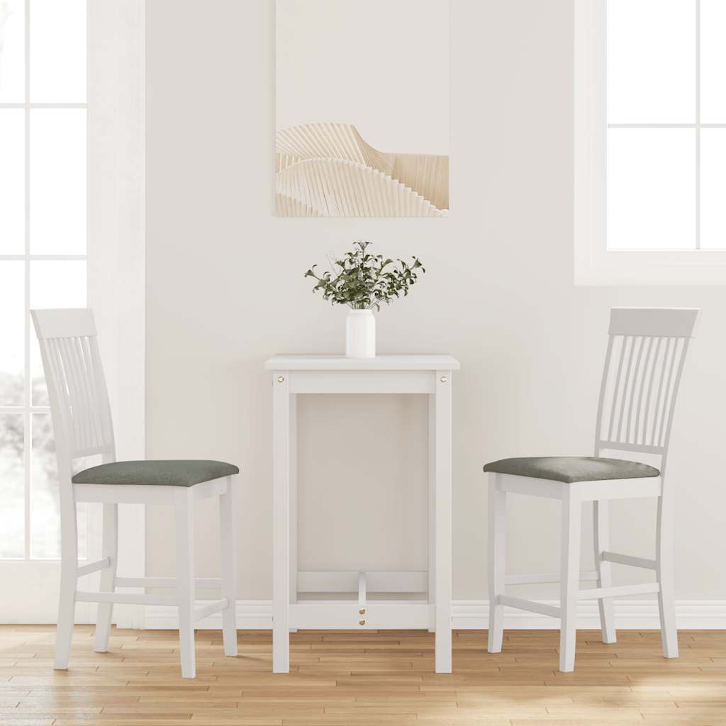 Barkrukken met kussens 2 stuks wit massief hout rubber is nu te koop bij PeponiXL, paradijselijk wonen!