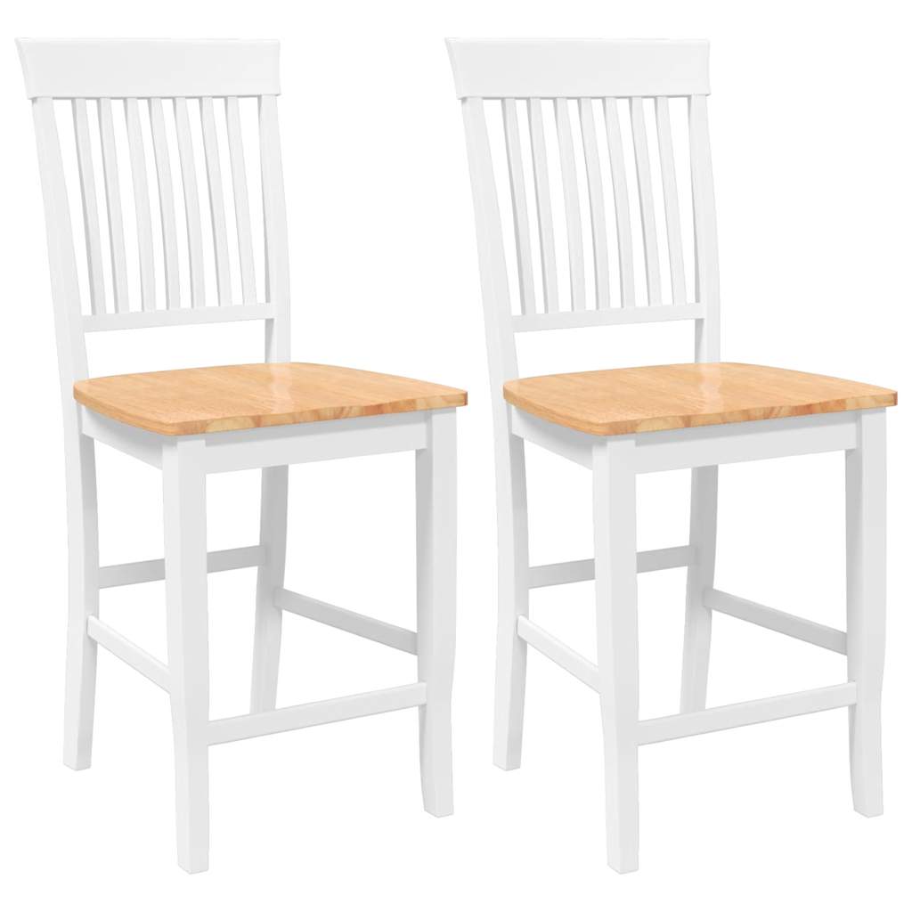 Barkrukken 2 stuks Wit Massief Hout Rubber is nu te koop bij PeponiXL, paradijselijk wonen!