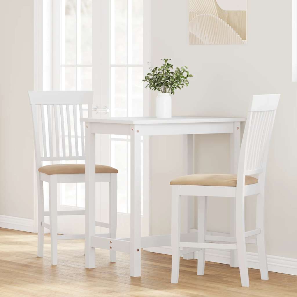 Barkrukken met kussens 2 stuks wit massief hout rubber is nu te koop bij PeponiXL, paradijselijk wonen!