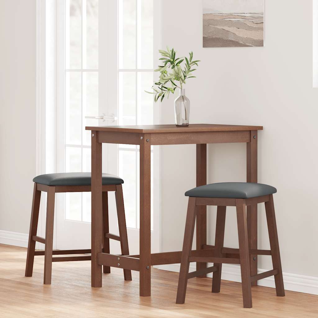Barstoelen met kussens 2 st massief hout rubber bruin is nu te koop bij PeponiXL, paradijselijk wonen!