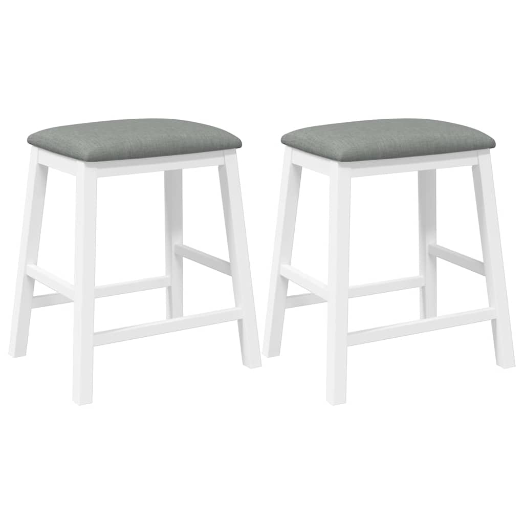Barstoelen met kussens 2 st massief hout rubber wit is nu te koop bij PeponiXL, paradijselijk wonen!