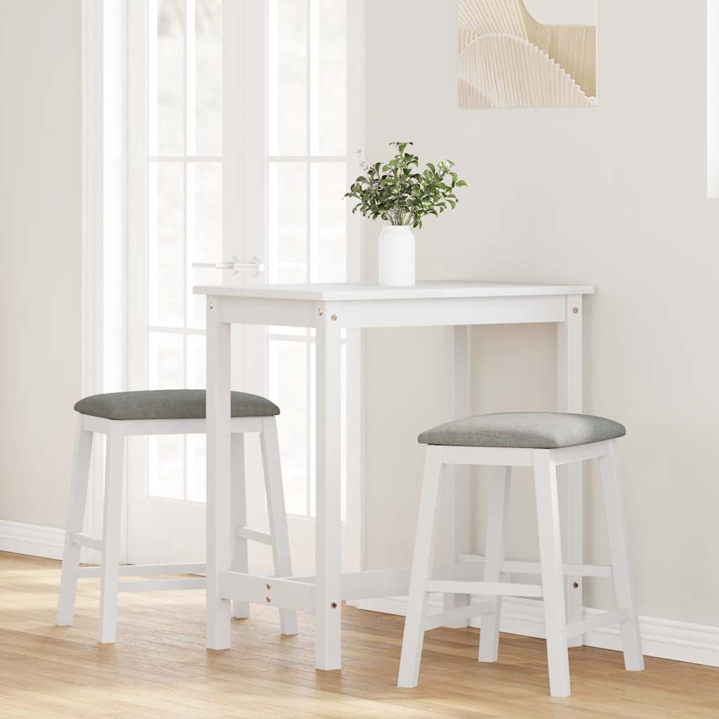 Barstoelen met kussens 2 st massief hout rubber wit is nu te koop bij PeponiXL, paradijselijk wonen!
