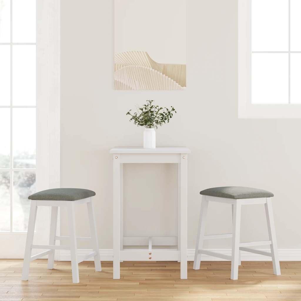 Barstoelen met kussens 2 st massief hout rubber wit is nu te koop bij PeponiXL, paradijselijk wonen!