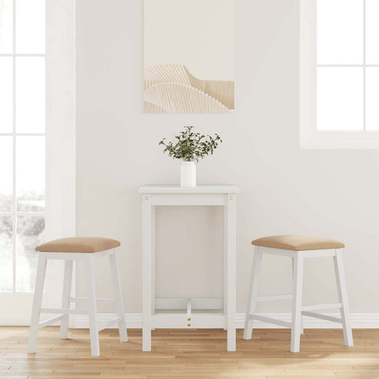 Barstoelen met kussens 2 st massief hout rubber wit is nu te koop bij PeponiXL, paradijselijk wonen!