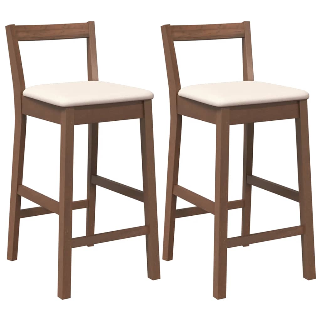 Barkrukken met kussens 2 stuks Bruin massief hout rubber is nu te koop bij PeponiXL, paradijselijk wonen!
