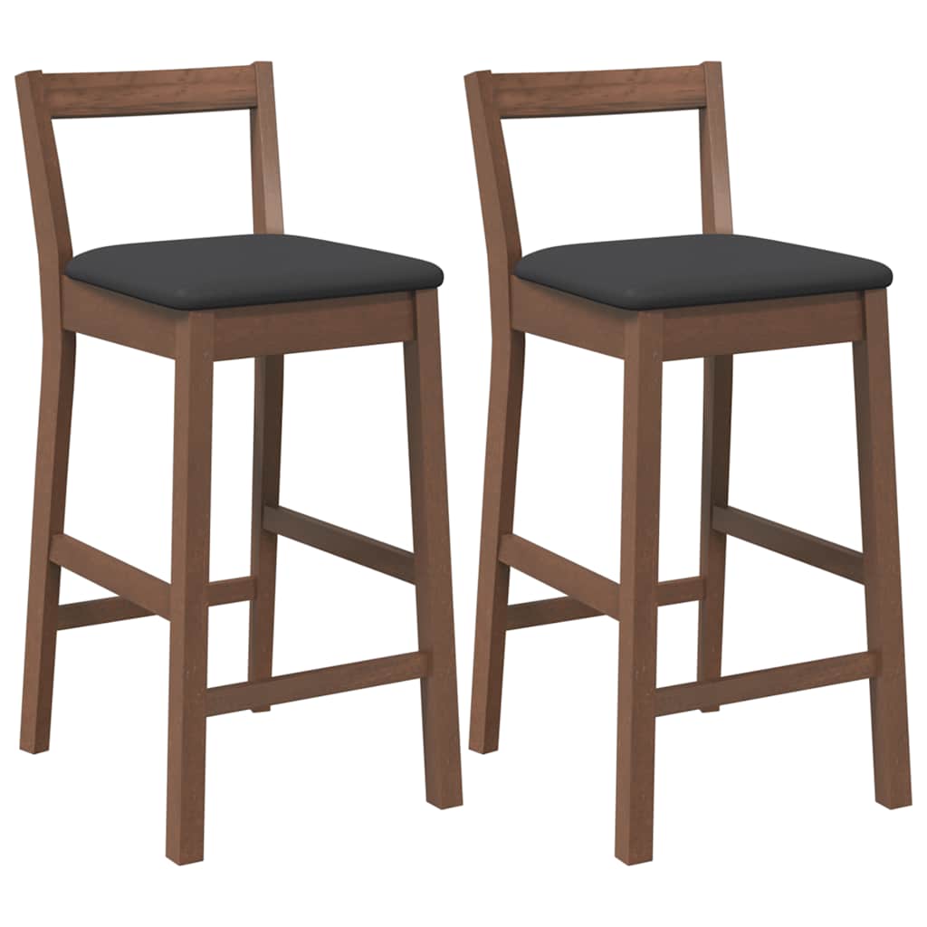 Barkrukken met kussens 2 stuks Bruin massief hout rubber is nu te koop bij PeponiXL, paradijselijk wonen!