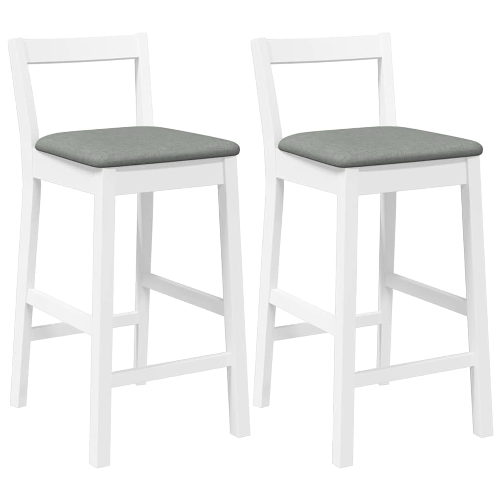 Barkrukken met kussens 2 stuks wit massief hout rubber is nu te koop bij PeponiXL, paradijselijk wonen!