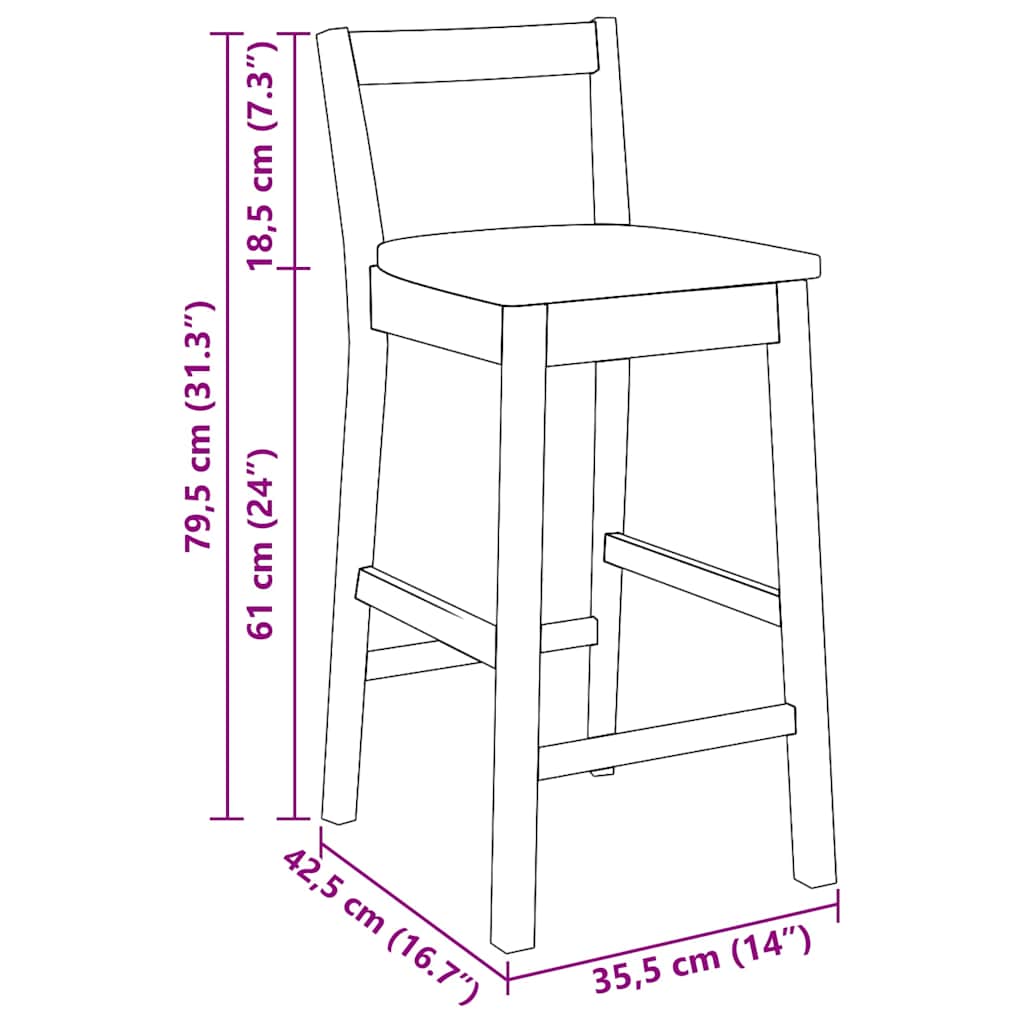 Barkrukken 2 stuks Wit Massief Hout Rubber is nu te koop bij PeponiXL, paradijselijk wonen!