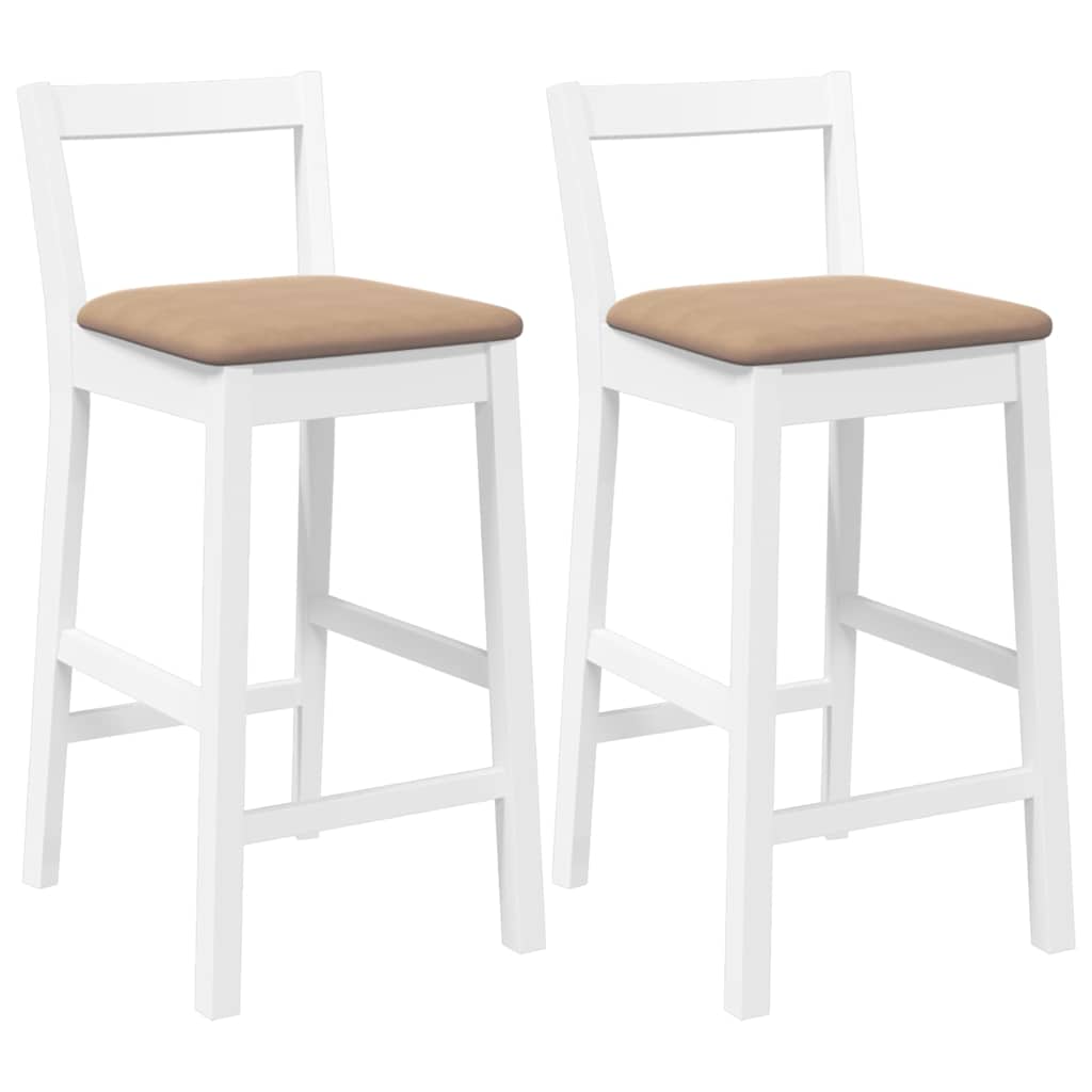 Barkrukken met kussens 2 stuks wit massief hout rubber is nu te koop bij PeponiXL, paradijselijk wonen!