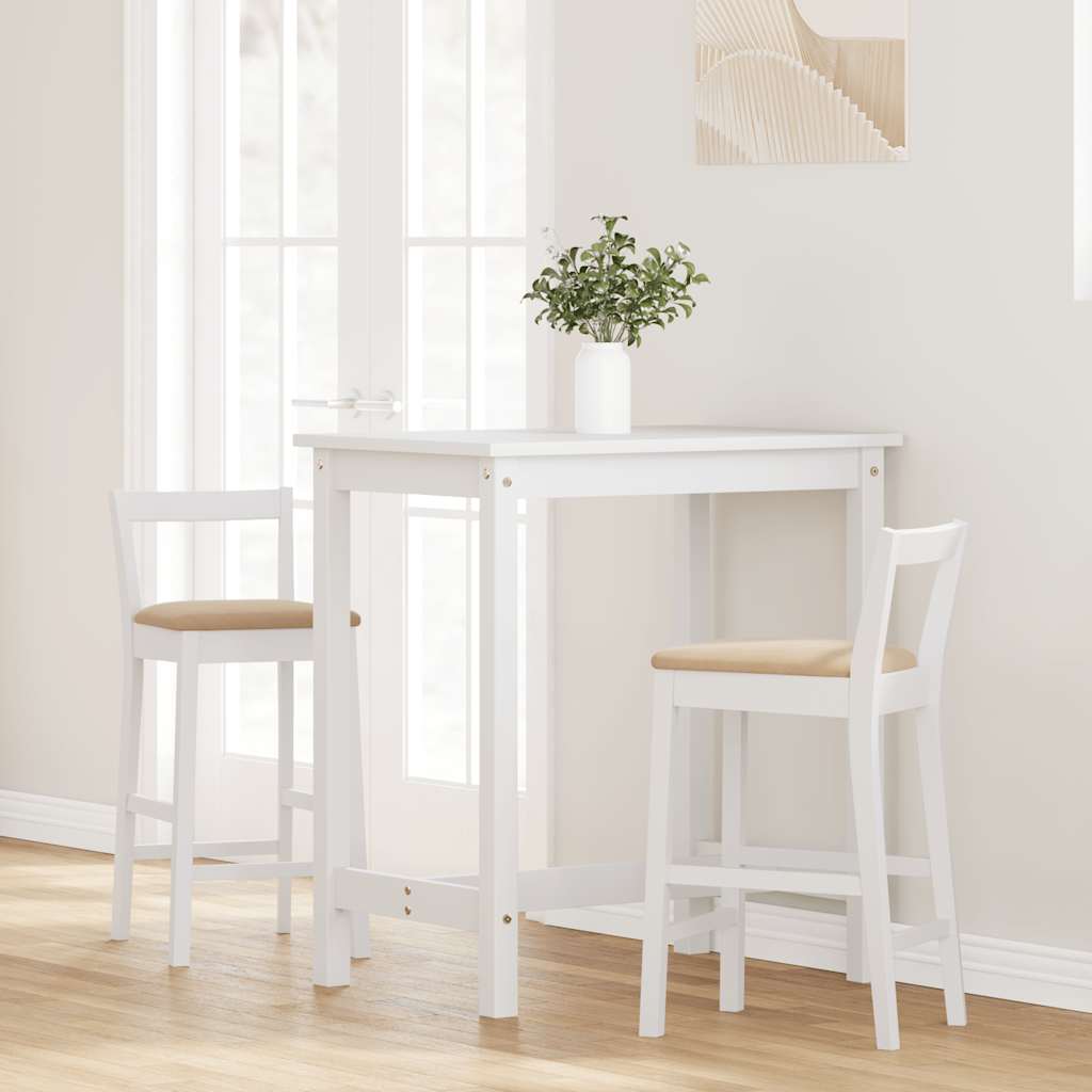 Barkrukken met kussens 2 stuks wit massief hout rubber is nu te koop bij PeponiXL, paradijselijk wonen!