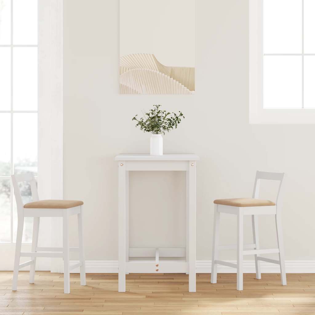 Barkrukken met kussens 2 stuks wit massief hout rubber is nu te koop bij PeponiXL, paradijselijk wonen!