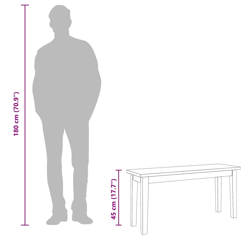 Bank 90 cm massief hout rubber is nu te koop bij PeponiXL, paradijselijk wonen!