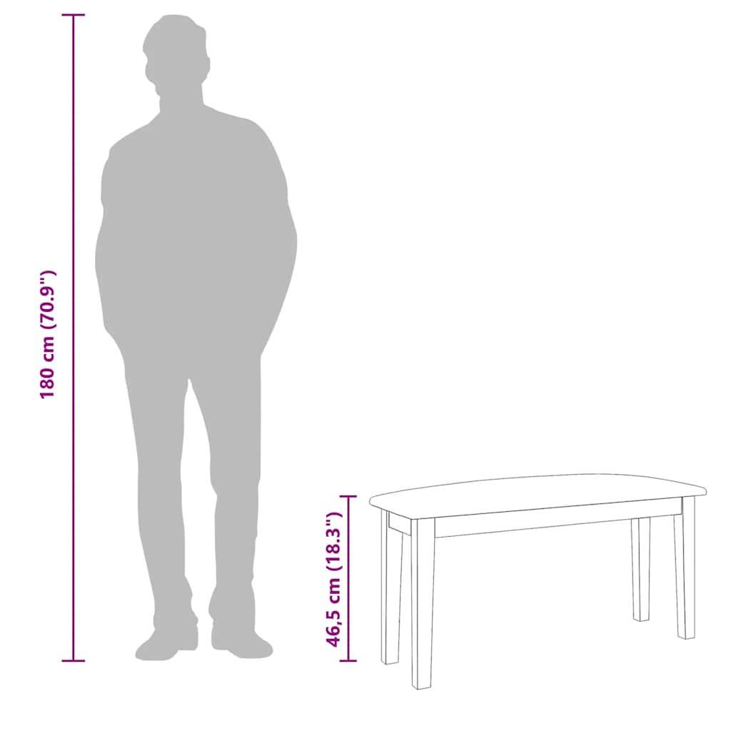 Bank 90 cm massief hout rubber wit is nu te koop bij PeponiXL, paradijselijk wonen!